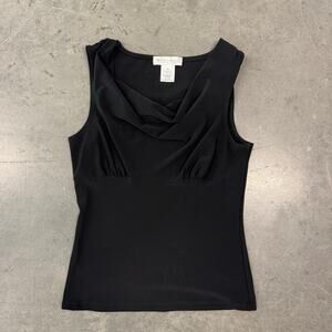 Vintage Y2k White House Black Market Black Sleeveless Slouch Neck Tank Top XS